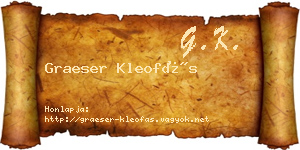 Graeser Kleofás névjegykártya
